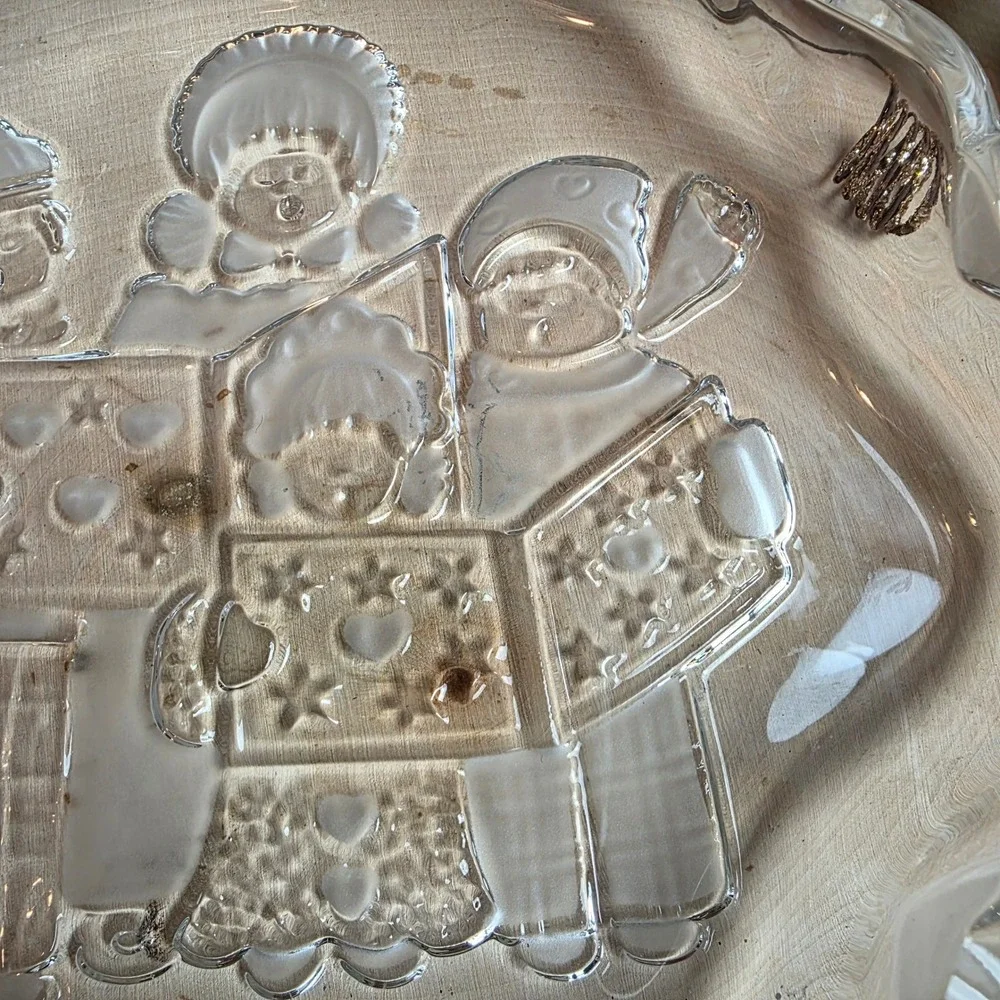 Vintage Mikasa Celebrations Carolers Collection‎ Frosted Glass Dish Christmas